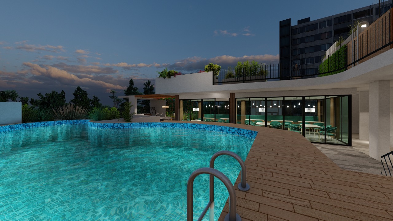 Rooftop swimming pool, gardening and community hall